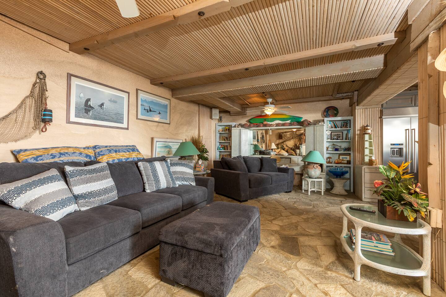 Living room detail with coastal decor