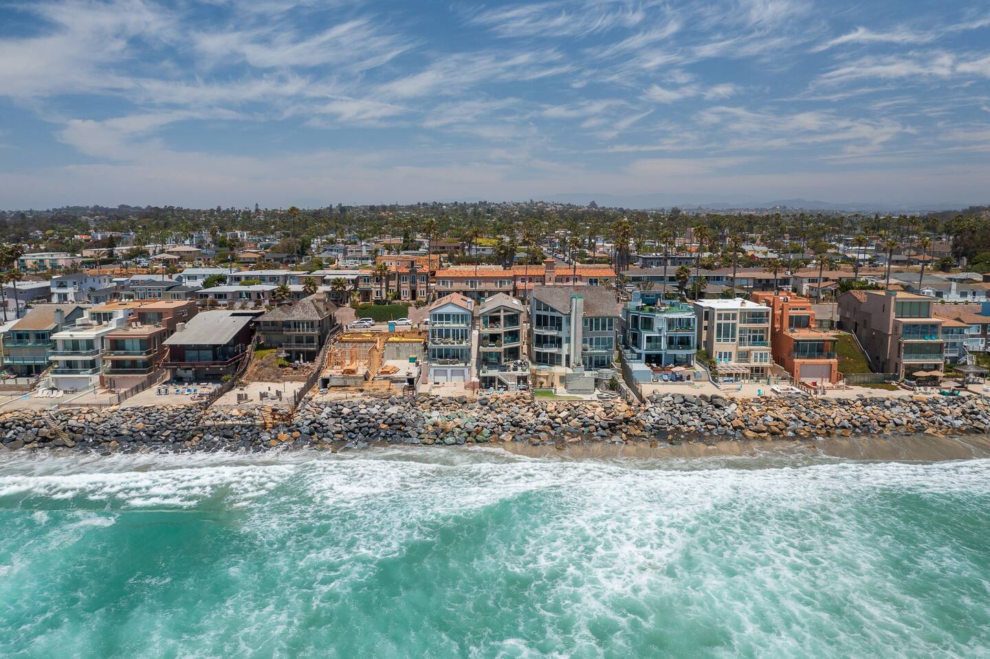 Exterior of the four-level beachfront home