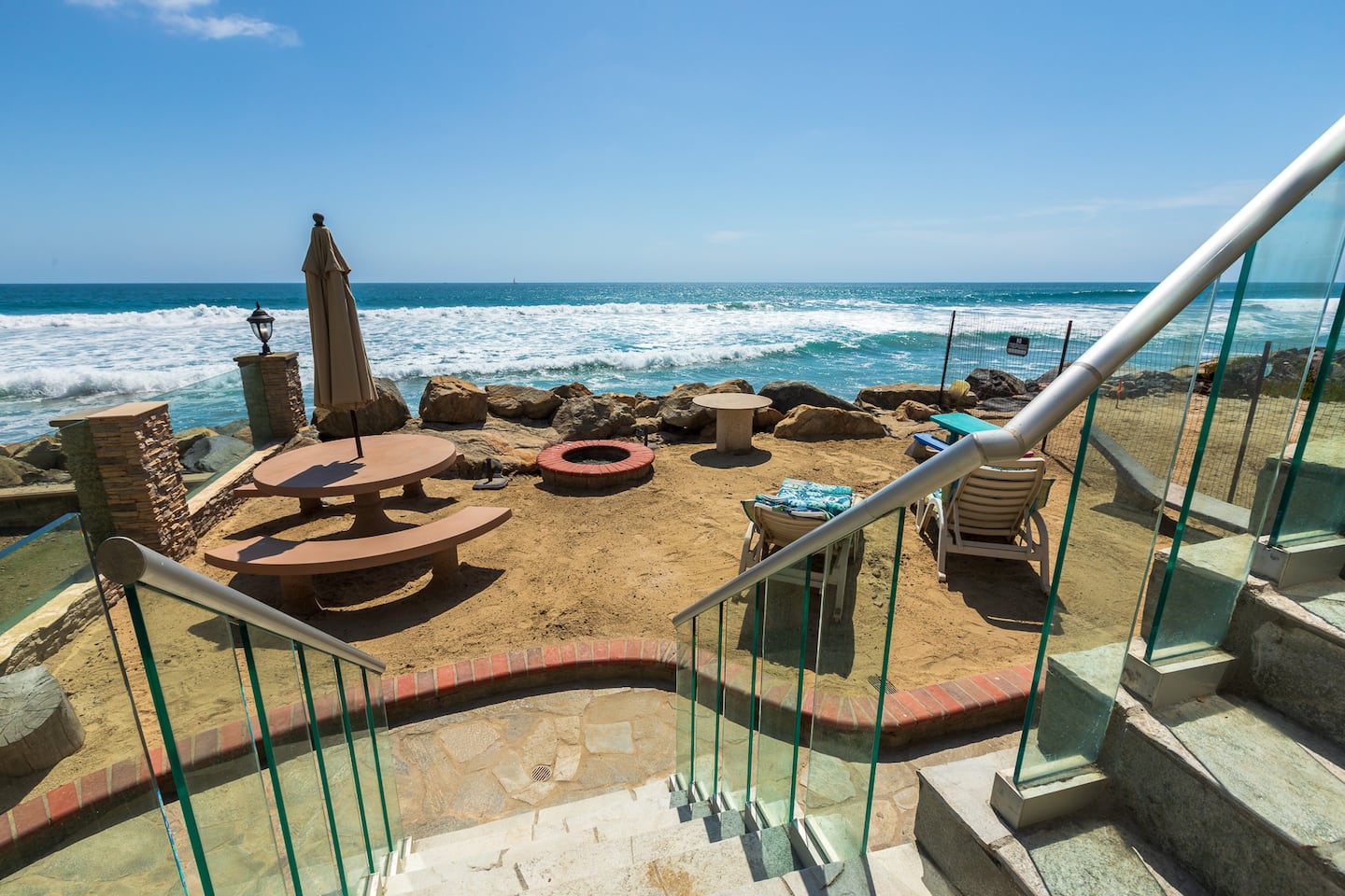 Oceanside beach beside the villa